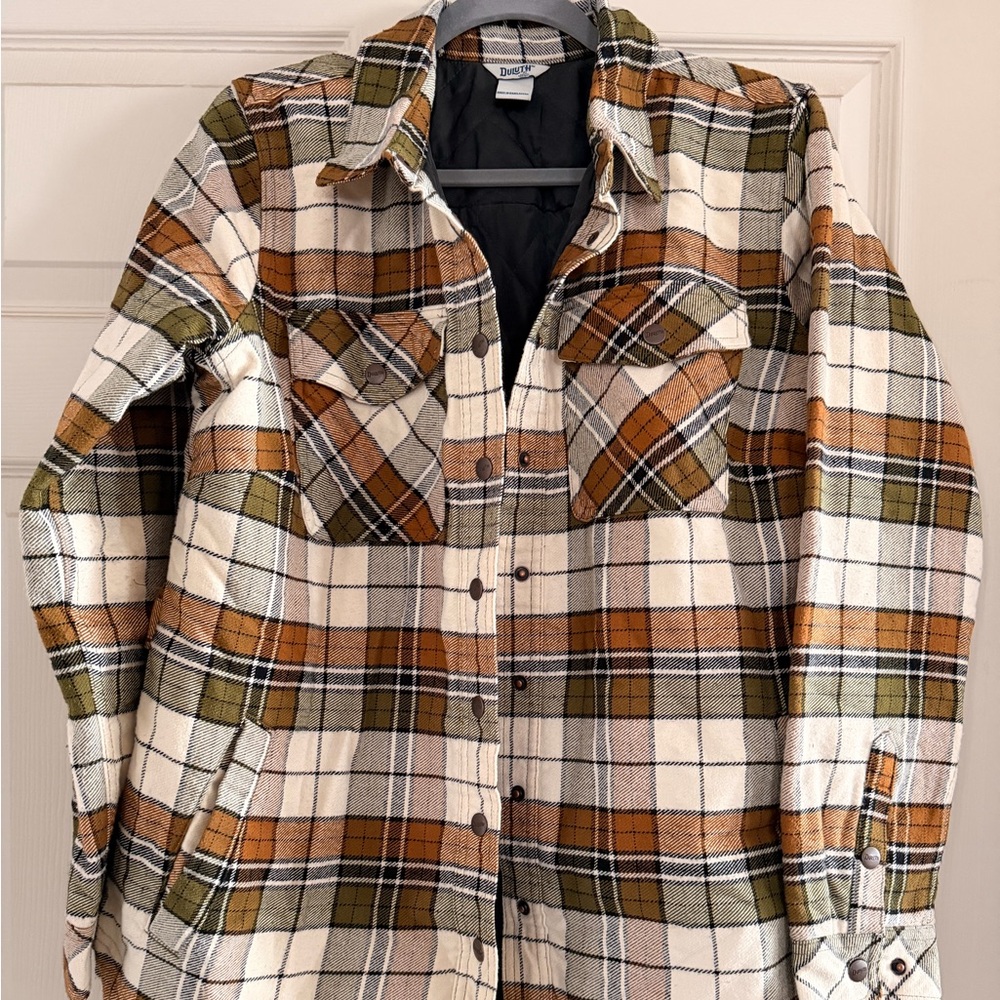 Duluth Trading Co Plaid Utility Jacket - Brown, Green, White